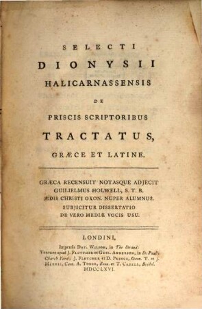 Selecti de priscis scriptoribus tractatus graece et latino