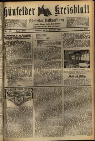 Erste Ausgabe vom Samstag, den 08. September 1928.