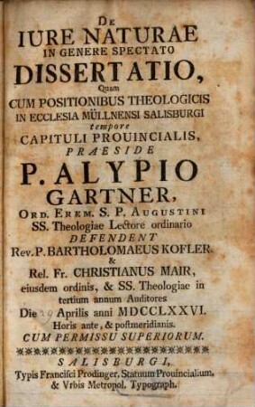 De iure naturae in genere spectato dissertatio