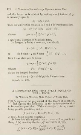 A demonstration that every equation has a root.