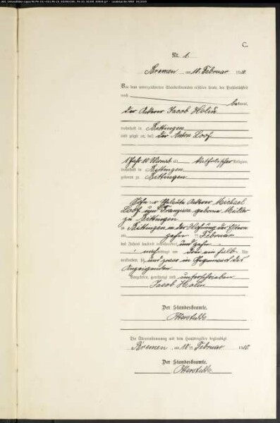 Sterberegister Standesamt Bremen