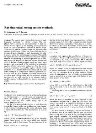 Ray theoretical strong motion synthesis