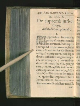 In Cap. X. De suprema jurisdictione. Animadversio generalis.