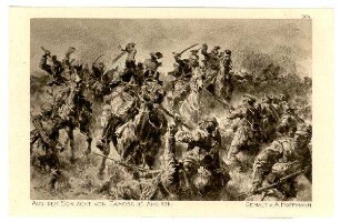 Der Krieg 1914/15 in Postkarten, 51. Reihe, Abt.: Das deutsche Heer; Inhalt: Schlachtenbilder von Prof. A. Hoffman: Nr. 504: Aus der Schlacht von Zamosc 30.08.1914