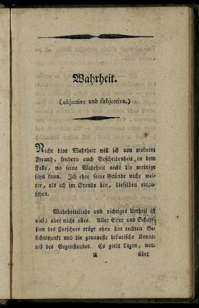 Wahrheit. - Schönheit.