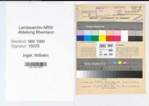 Entnazifizierung Wilhelm Inger, geb. 29.03.1898 (Buerogehilfe)