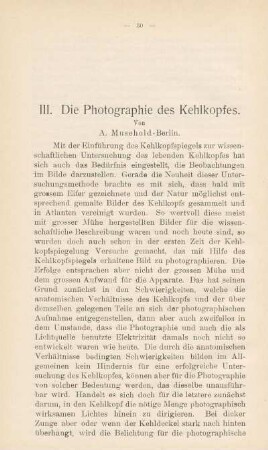 III. Die Photographie des Kehlkopfes