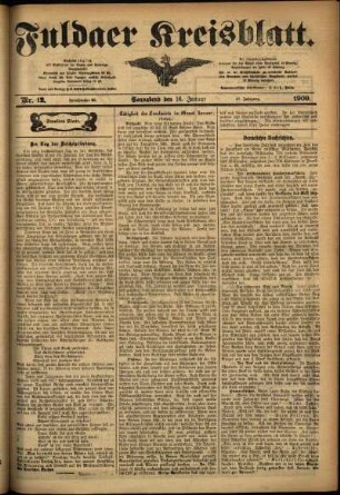 Zweite Ausgabe vom Samstag, den 16. Januar 1909.