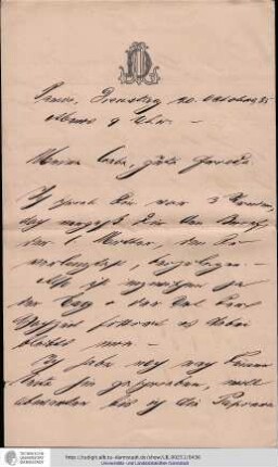 Brief vom 20.10.1885