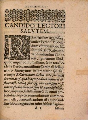 Libelli Famosi Qvo Vix Post Hominvm Memoriam Impvdentior & flagitiosior prodiit aduersus Illustrissimum Cardinalem Robertvm Bellarminvm, castigatio