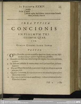 Idea Typica Concionis In Psalmum Trigesimum Quartum