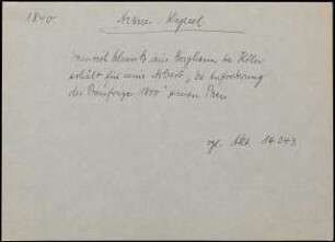 Heinrich Schmitz, aus Bergheim bei Köln, erhält für seine Arbeit "Die Anforderung der Preisfrage 1840" einen Preis