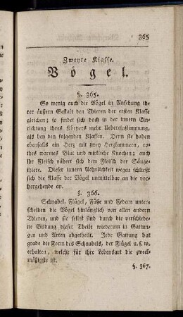 Zweyte Klasse. Vögel