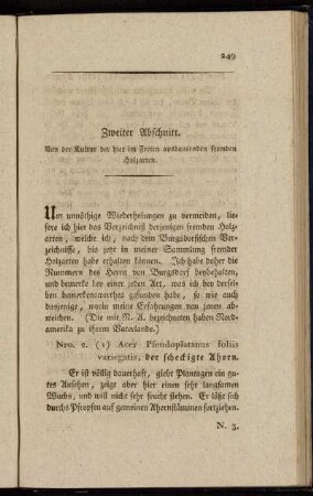 Zweiter Abschnitt. Von der Kultur der hier im Freien ausdauernden fremden Holzarten.