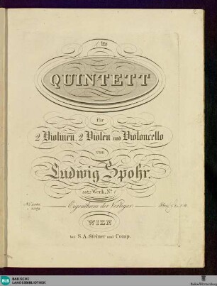 1.tes Quintett für 2 Violinen, 2 Violen und Violoncello : 33tes Werk, No. 1
