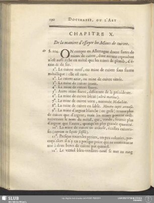 Chapitre X. De la maniere d'essayer les Mines de cuivre