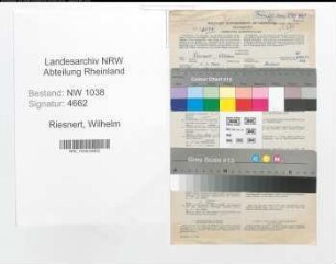 Entnazifizierung Wilhelm Riesnert , geb. 01.03.1906 (Lehrer)