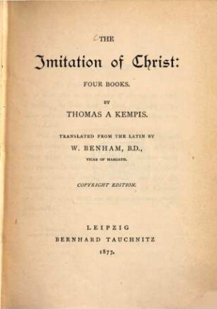 The imitation of Christ: Four books