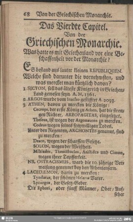 Das Vierdte Capitel. Von der Griechischen Monarchie