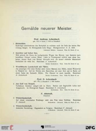 Gemälde neuerer Meister (Nr. 1-126)