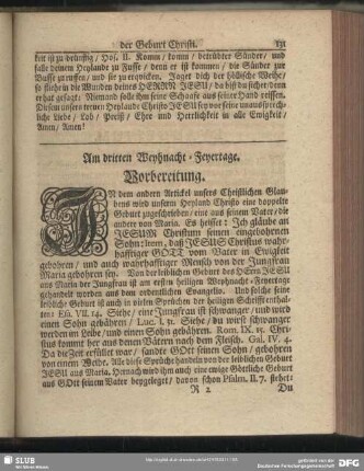 Am dritten Weyhnachts-Feyertage