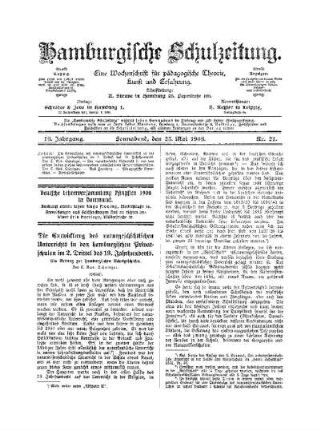 Die Entwicklung des naturwissenschaftlichen Unterrichts in den hamburgischen Privatschulen im 2. Drittel des 19. Jahrhunderts : ein Beitrag zur hamburgischen Schulgeschichte ; (Schluß)