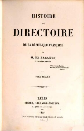 Histoire du Directoire de la République Française, 2
