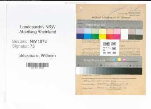 Entnazifizierung Wilhelm Beckmann , geb. 26.01.1893 (Vertreter)