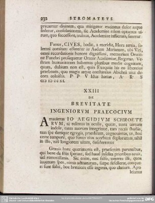 XXIII De Breuitate Ingeniorum Praecocium