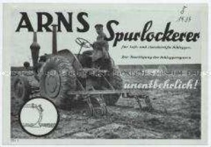 Arns Spurlockerer für luft- und eisenbereifte Schlepper - Zur Beseitigung der Schlepperspuren unentbehrlich