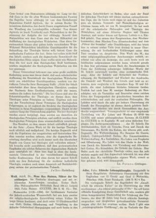 396-397 [Rezension] Adler, Felix, Ethische Lebensphilosophie