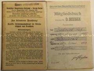 Mitgliedsbuch des Deutschen Bauarbeiter-Verbandes für Fritz Zickrich aus Neugrünrade; Berlin, 25. Nov. 1913
