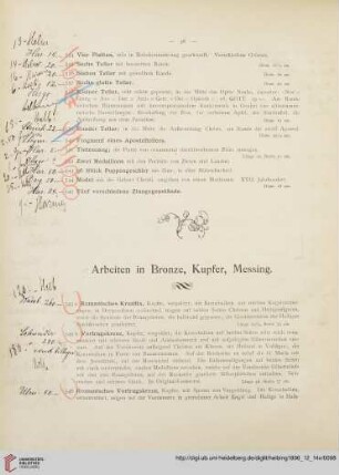 Arbeiten in Bronze, Kupfer, Messing (Nr. 545 - 704)