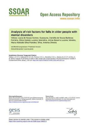 Analysis of risk factors for falls in older people with mental disorders