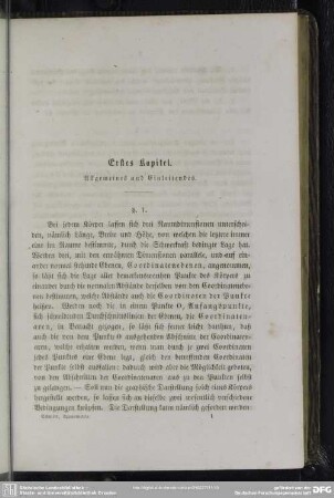 Erstes Kapitel. Allgemeines und Einleitendes