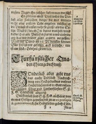 Churfürstlicher Gnaden Ehrengedechniß