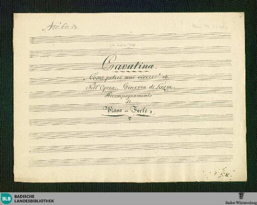 Ginevra di Scozia. Excerpts. Arr - Don Mus.Ms. 2521 : V, pf
