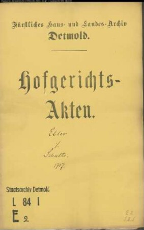 Ebler, Johann Bernd zu Hörste gegen Bernd Simon Schulte in Hörste - Schuldforderung