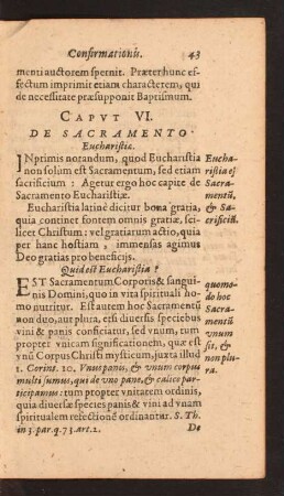 Capvt VI. De Sacramento Eucharistiae.