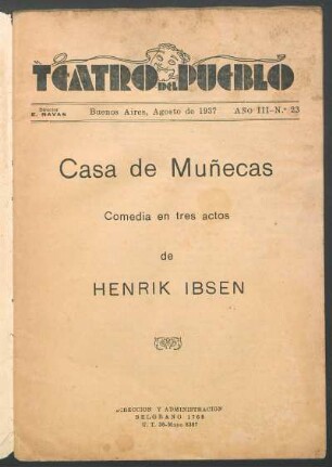 1937002300: Casa de muñecas : comedia en tres actos