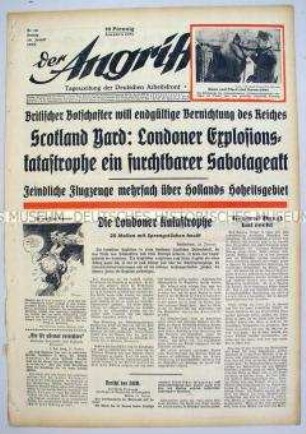 Tageszeitung "Der Angriff" u.a. über Sabotageaktionen in Großbritannien