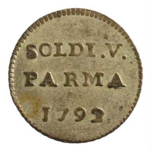 Münze, 5 Soldi, 1792