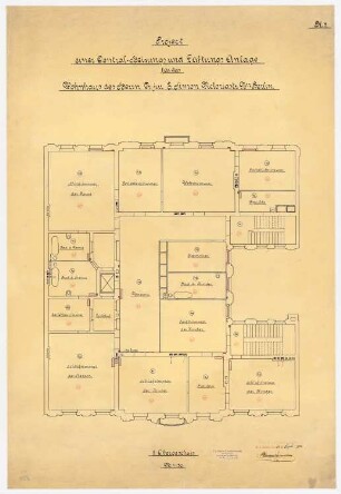 Wohnhaus Dr. Eduard Simon, Berlin: Zentralheizungs- und Lüftungsanlage im Obergeschoss 1:50