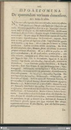 Prolegomena De quorundam versuum dimensione nec non de aliis