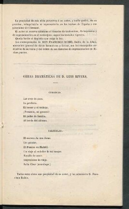 Obras dramáticas de D. Luis Rivera.