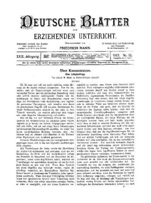 Über Konzentration : eine Lehrplanfrage ; (Schluss)