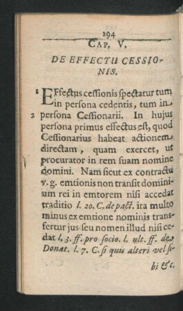 Cap. V. De Effectu Cessionis.