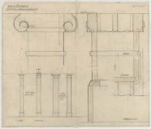 Dolmetsch, Theodor; Ötlingen; Kirche - Emporenpfosten (Grundriss, Ansichten, Details)