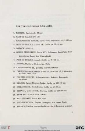 Antike Möbel – Antike Teppiche – Gemälde – Kleinkunst – Tapisserien – Bronce – Holz-Plastiken (Nr. 1-415)