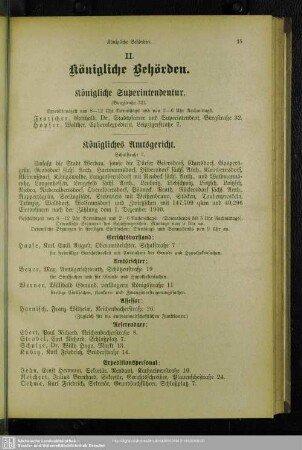 II. Behördenverzeichnis : II. Königliche Behörden
